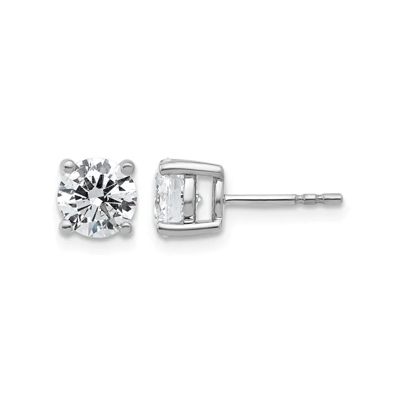 14K White Gold Round Shaped Lab Grown Diamond Stud Earrings made by Zulily