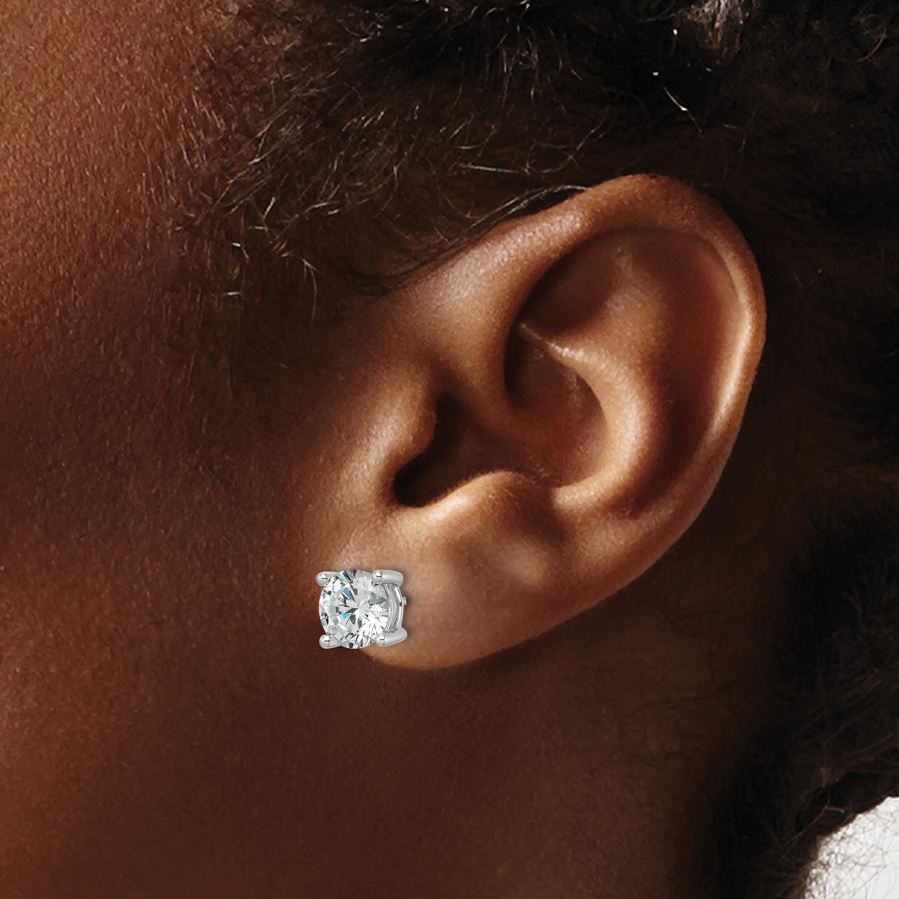 14K White Gold Round Lab Grown Diamond Stud Earrings sold by Zulily product image thumbnail 2