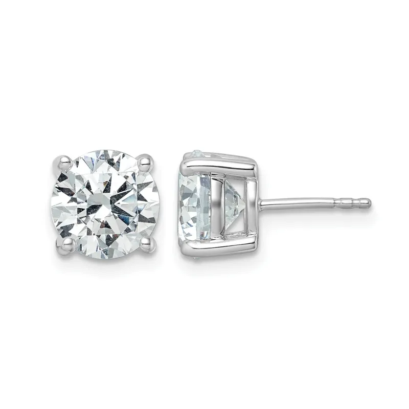 14K White Gold Round Shaped Lab Grown Diamond Stud Earrings made by Zulily