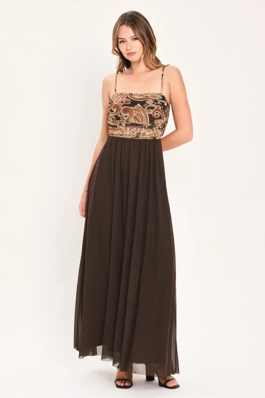 Autumn Arabesque Kiss Power Mesh Maxi Dress made by Flying Tomato