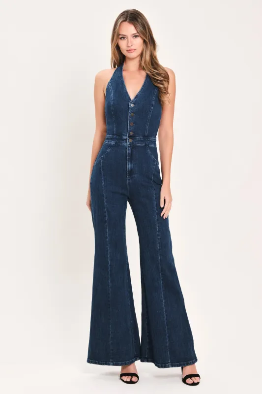 Westbound Blue Soul Denim Jumpsuit made by Flying Tomato