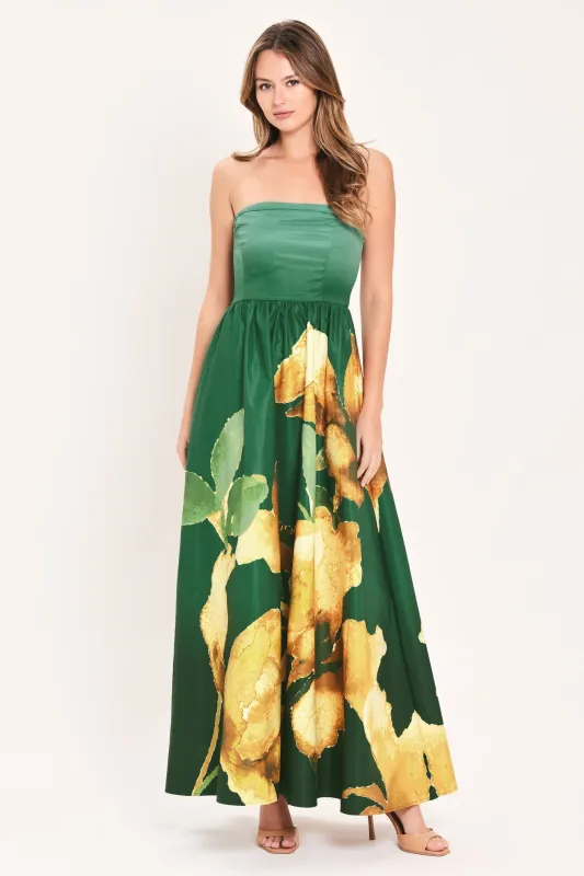 Golden Rose Afterglow Woven Maxi Dress made by Flying Tomato