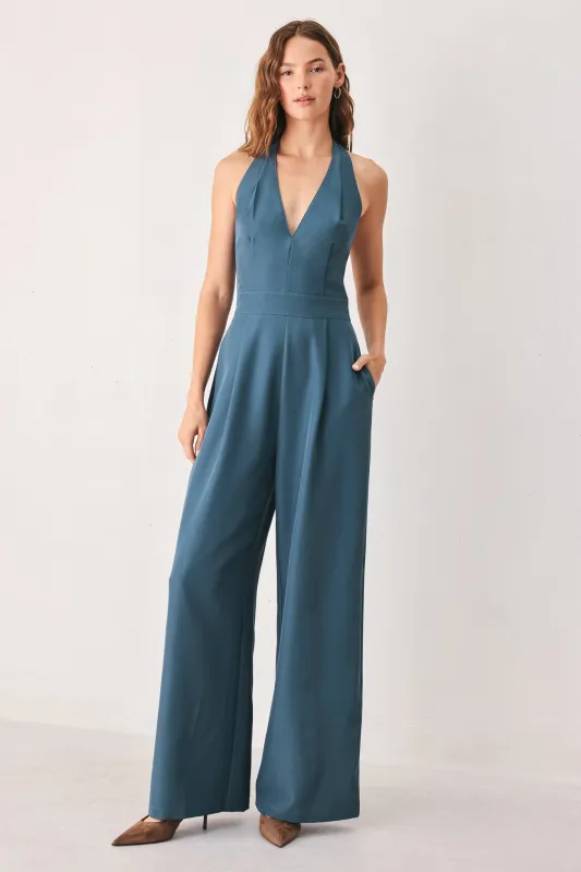 Arctic Blue Woven Jumpsuit made by Flying Tomato