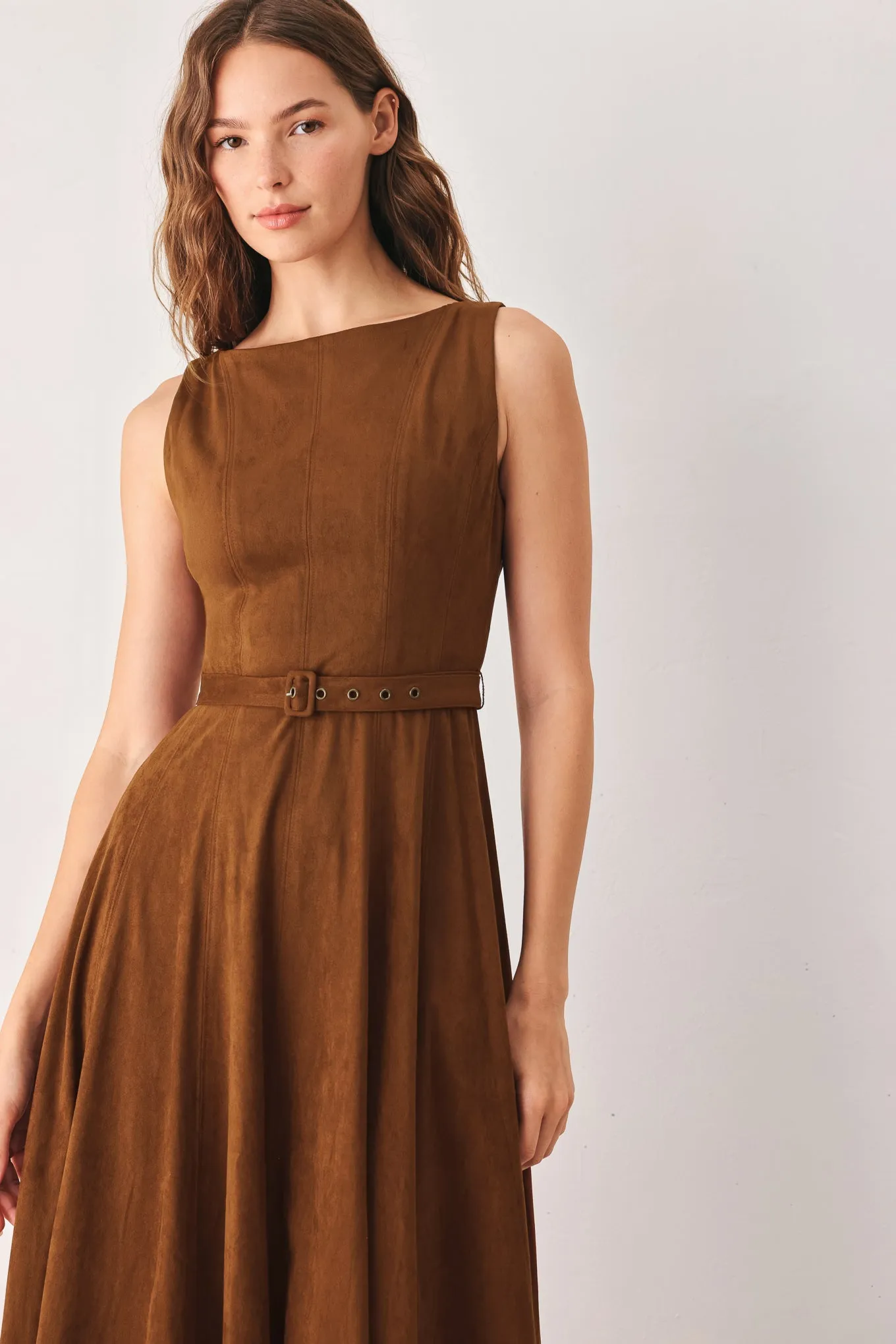 Amber Tobacco Faux Suede Midi Dress sold by Zulily product image thumbnail 4
