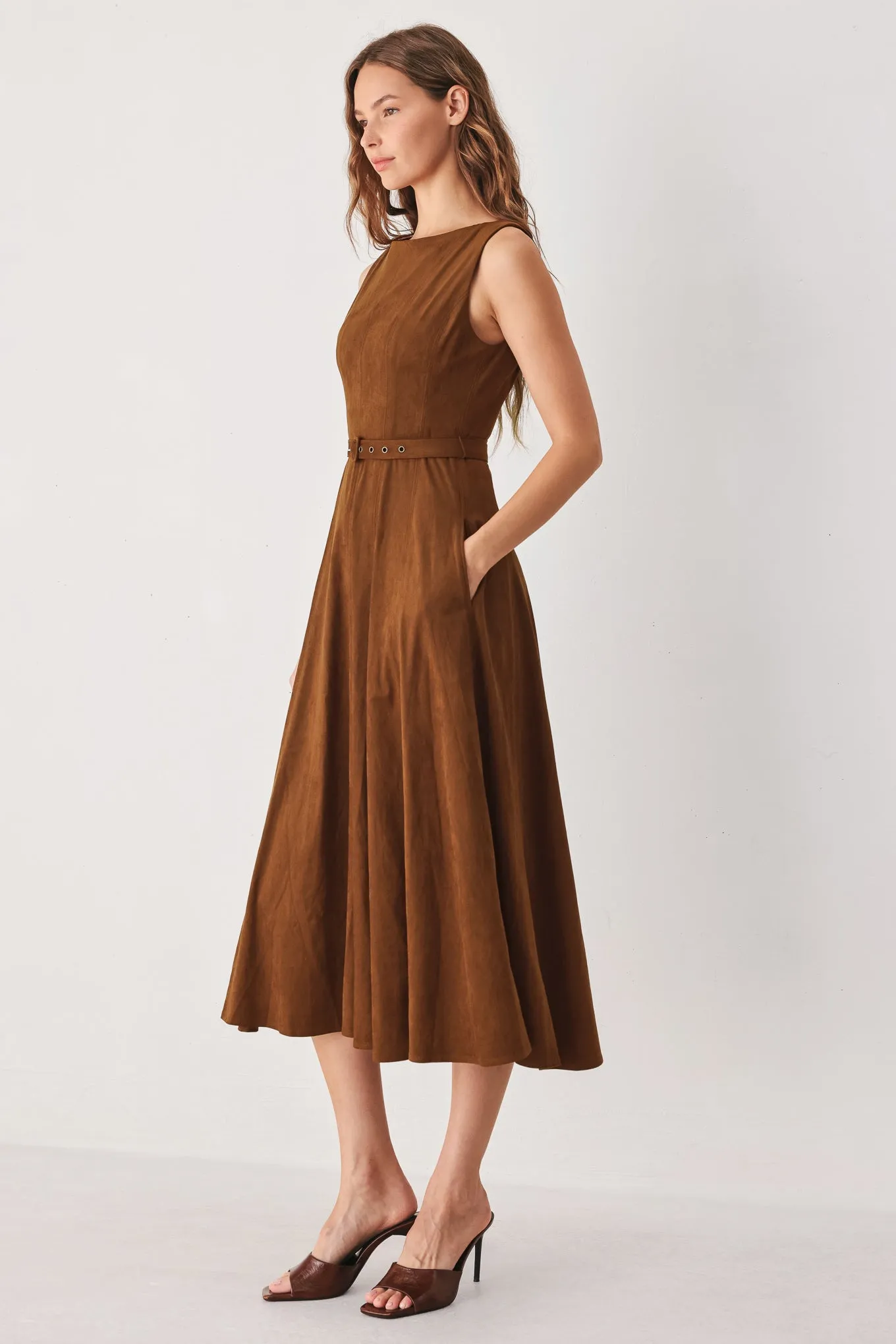 Amber Tobacco Faux Suede Midi Dress sold by Zulily product image thumbnail 5