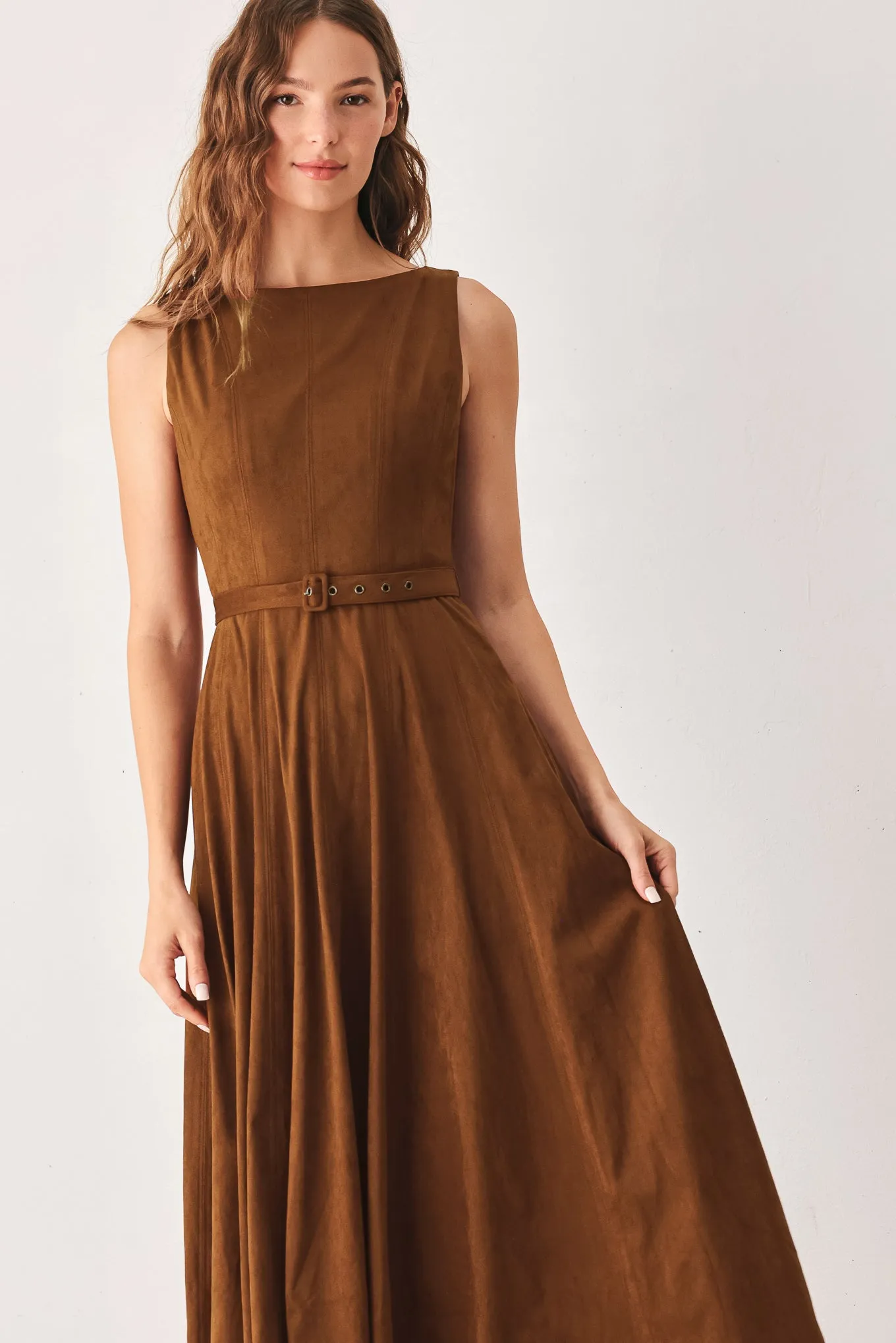 Amber Tobacco Faux Suede Midi Dress sold by Zulily product image thumbnail 2