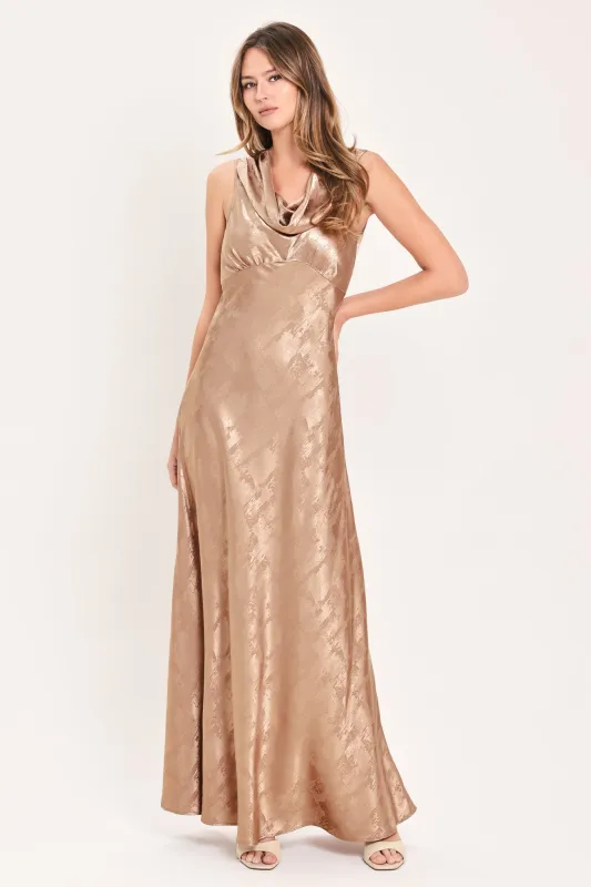 Luminous Champagne Kiss Woven Maxi Dress made by Flying Tomato
