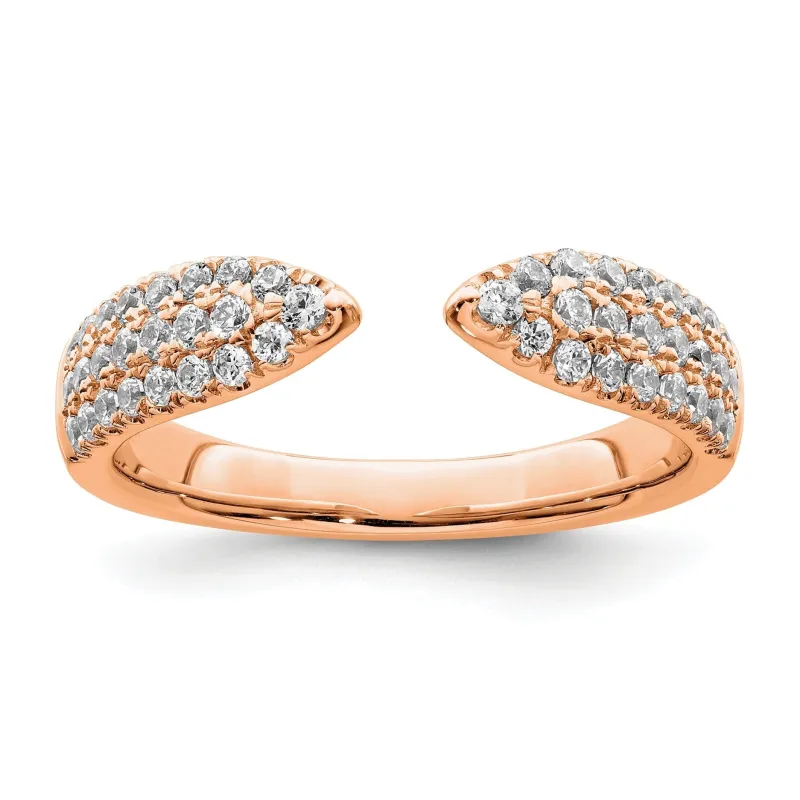IGI Certified 0.50 Ct Round Lab Diamond Pavé 14K Rose Gold Open Cuff Wedding Enhancer Band made by Zulily