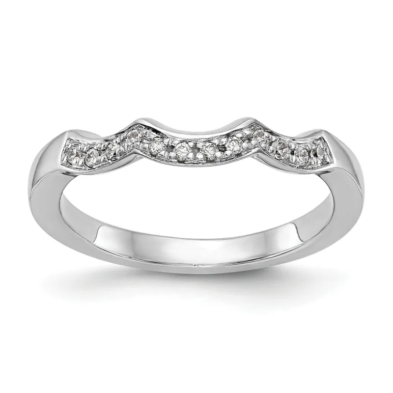 0.12 Ct Round White Lab Grown Diamond Pavé 14K White Gold Wedding Band Enhancer made by Zulily