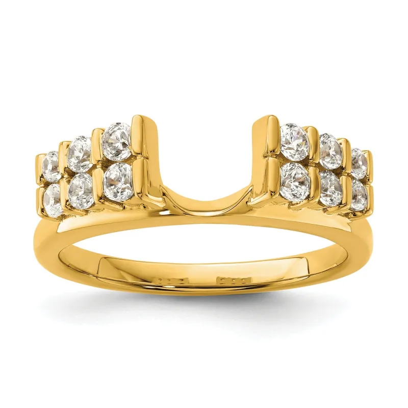 IGI Certified 0.50 Ct Round Lab Diamond Bar 14K Yellow Gold Double Row Ring Wrap Enhancer Band made by Zulily