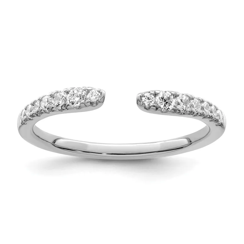Round Lab Grown Diamond Pavé 14K White Gold Open Cuff Wedding Enhancer Band made by Zulily