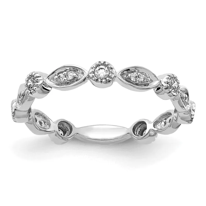 0.2 Ct Round Lab Grown Diamond Bezel 14K White Gold Fashion Enhancer Band made by Zulily
