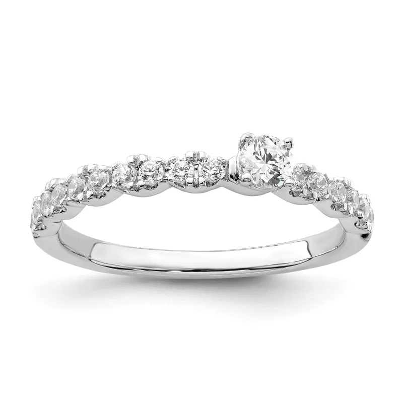 0.37 Ct Round Lab Grown Diamond Prong 14K White Gold Two Promises Enhancer Band made by Zulily