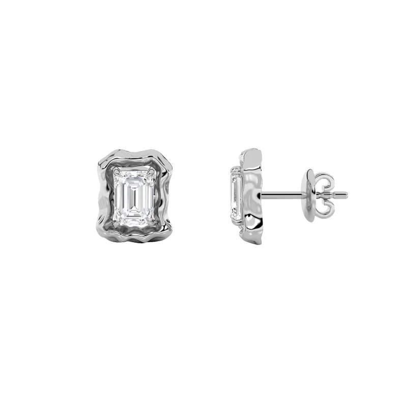 1.5Cttw Emerald Shaped Lab Grown Diamond (F/VS) Organic Design Stud Earrings in 14K Gold made by Zulily