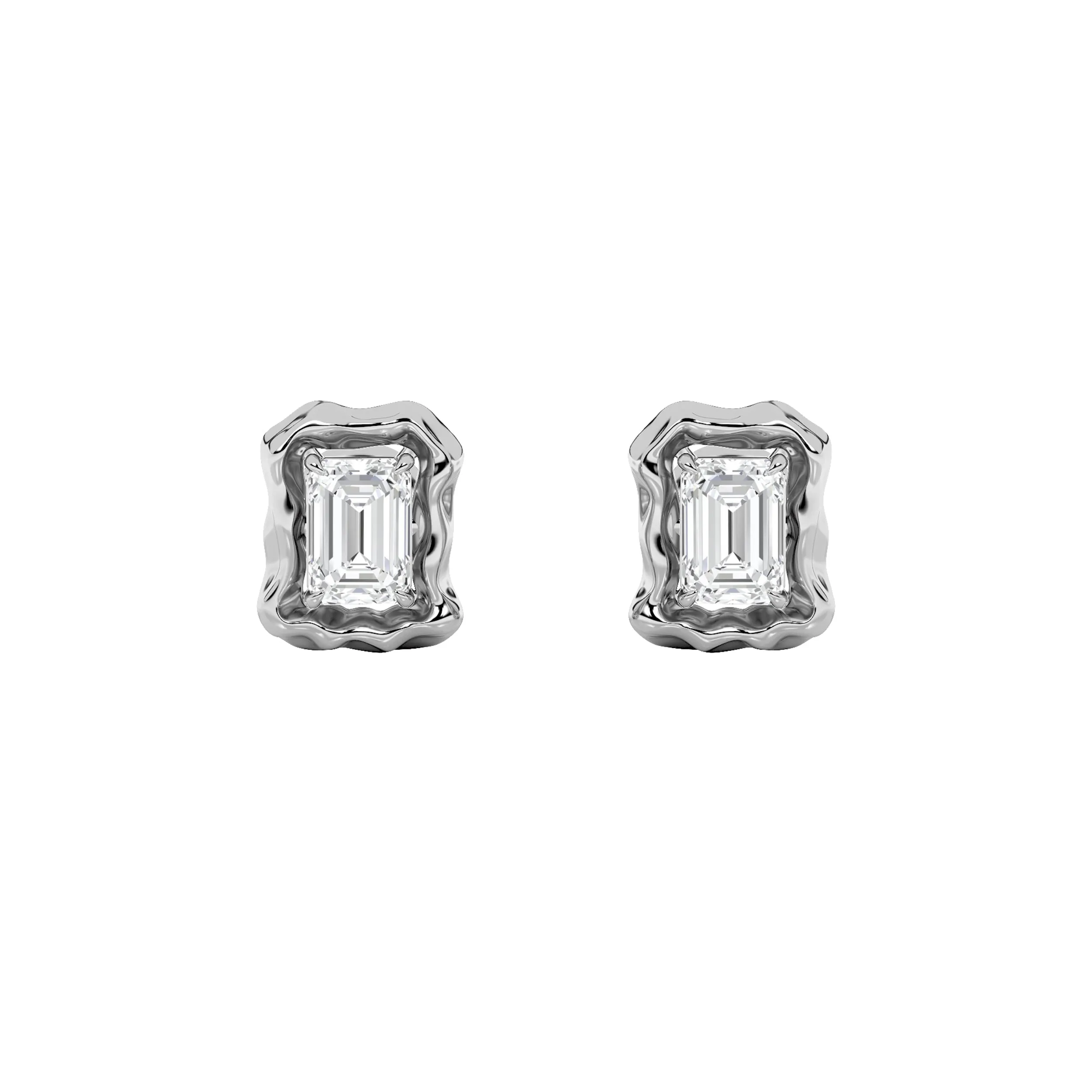 1.5Cttw Emerald Shaped Lab Grown Diamond (F/VS) Organic Design Stud Earrings in 14K Gold sold by Zulily product image thumbnail 3