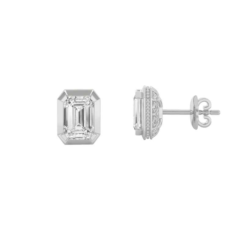 3Cttw Emerald Shaped Lab Grown Diamond (F/VS) SudEarrings in 14K Gold made by Zulily