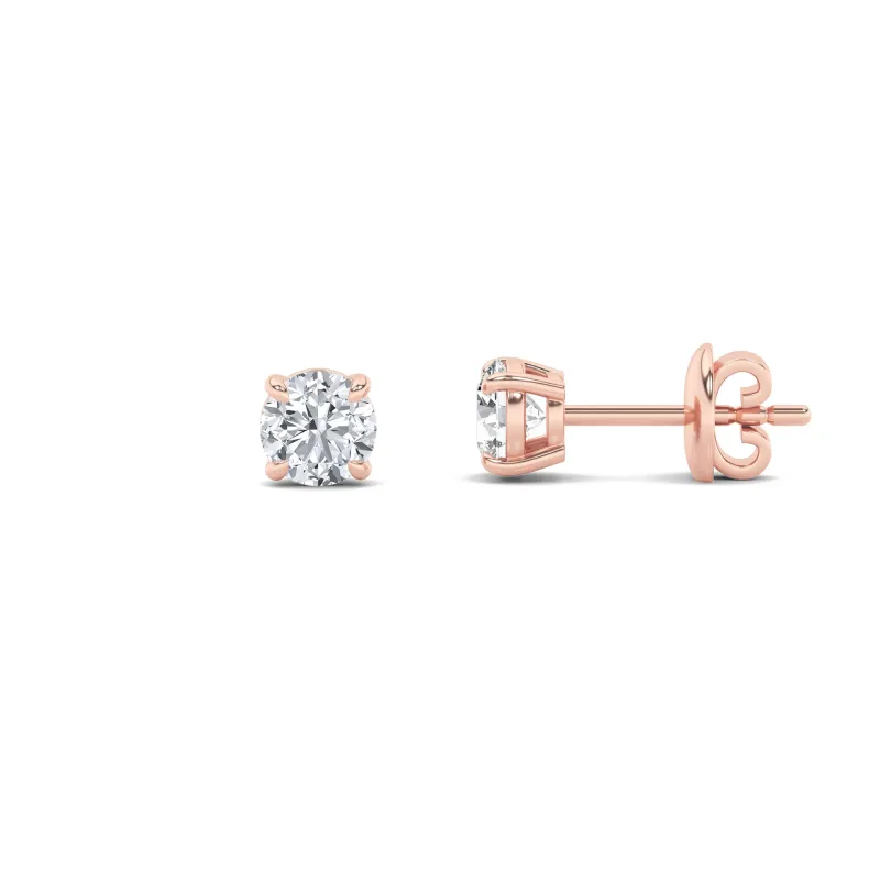 Round Shaped Lab Grown Diamond (F/VS) Classic Basket Set Stud Earrings in 14K Gold made by Zulily