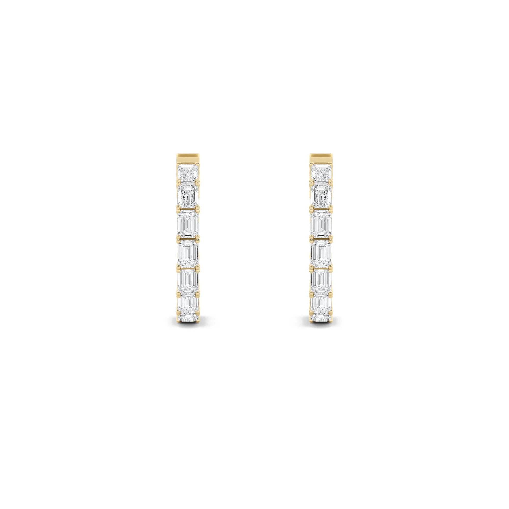 3.5Cttw Emerald Shaped Lab Grown Diamond (F/VVS) Inside Out Hoop Earrings in 14K Gold sold by Zulily product image thumbnail 4