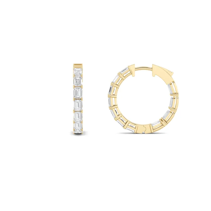 3.5Cttw Emerald Shaped Lab Grown Diamond (F/VVS) Inside Out Hoop Earrings in 14K Gold made by Zulily