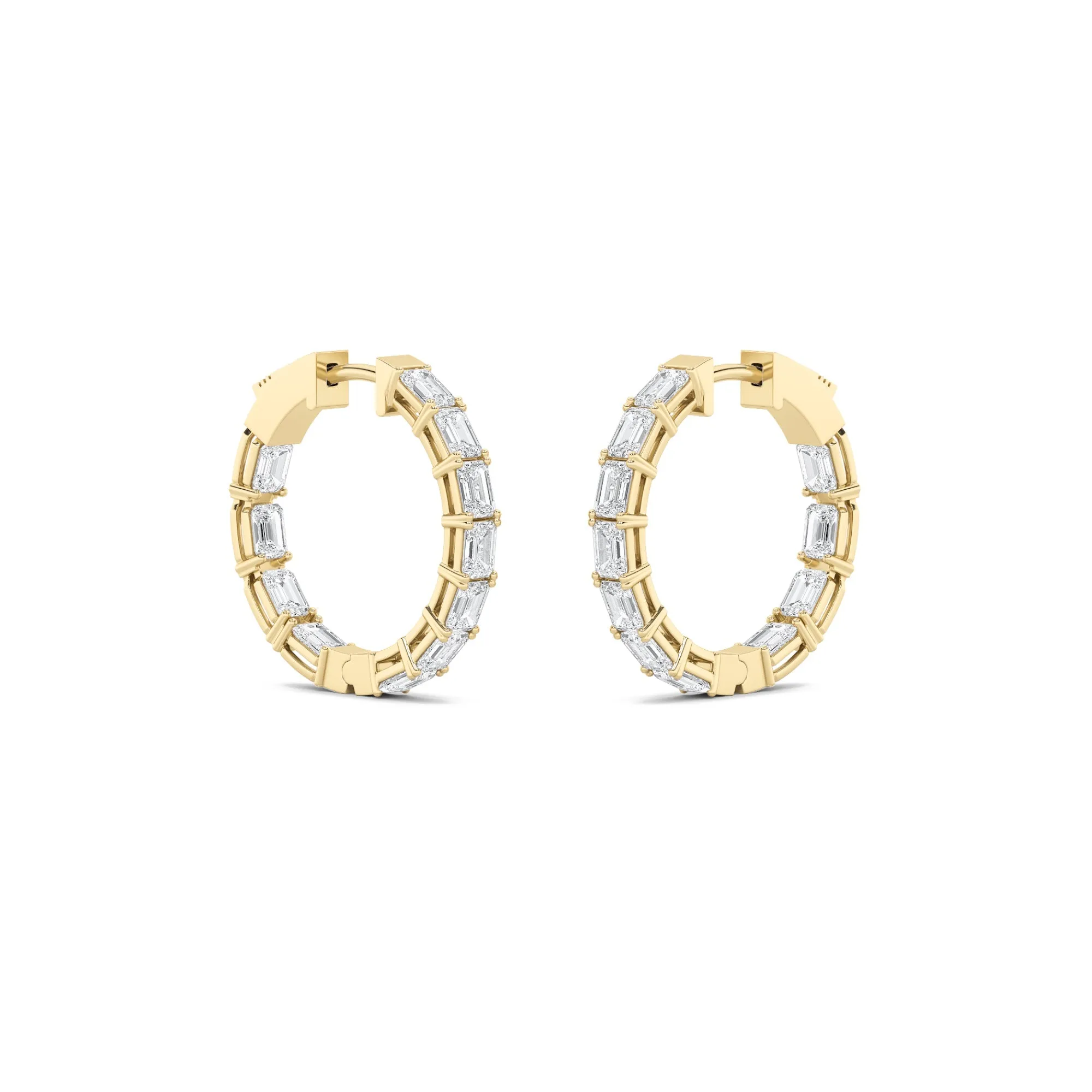 3.5Cttw Emerald Shaped Lab Grown Diamond (F/VVS) Inside Out Hoop Earrings in 14K Gold sold by Zulily product image thumbnail 3