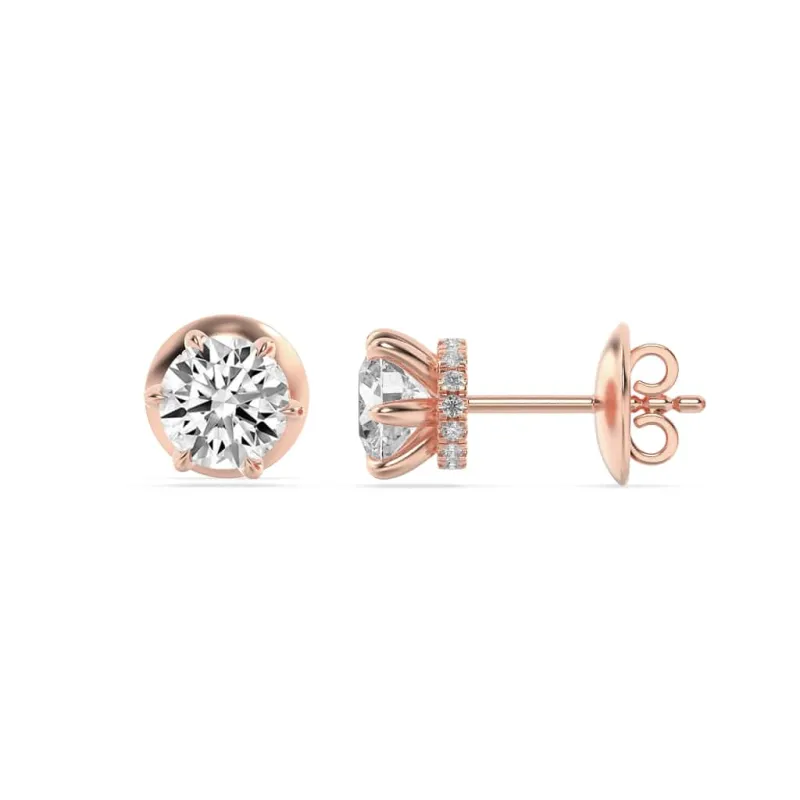 3Cttw Round Shaped Lab Grown Diamond (F/VS) HiddenHalo Stud Earrings in 14K Gold made by Zulily