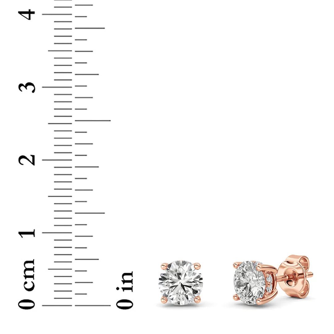 Round Shaped Lab Grown Diamond Hidden Halo Stud Earrings in 14K Gold sold by Zulily product image thumbnail 5