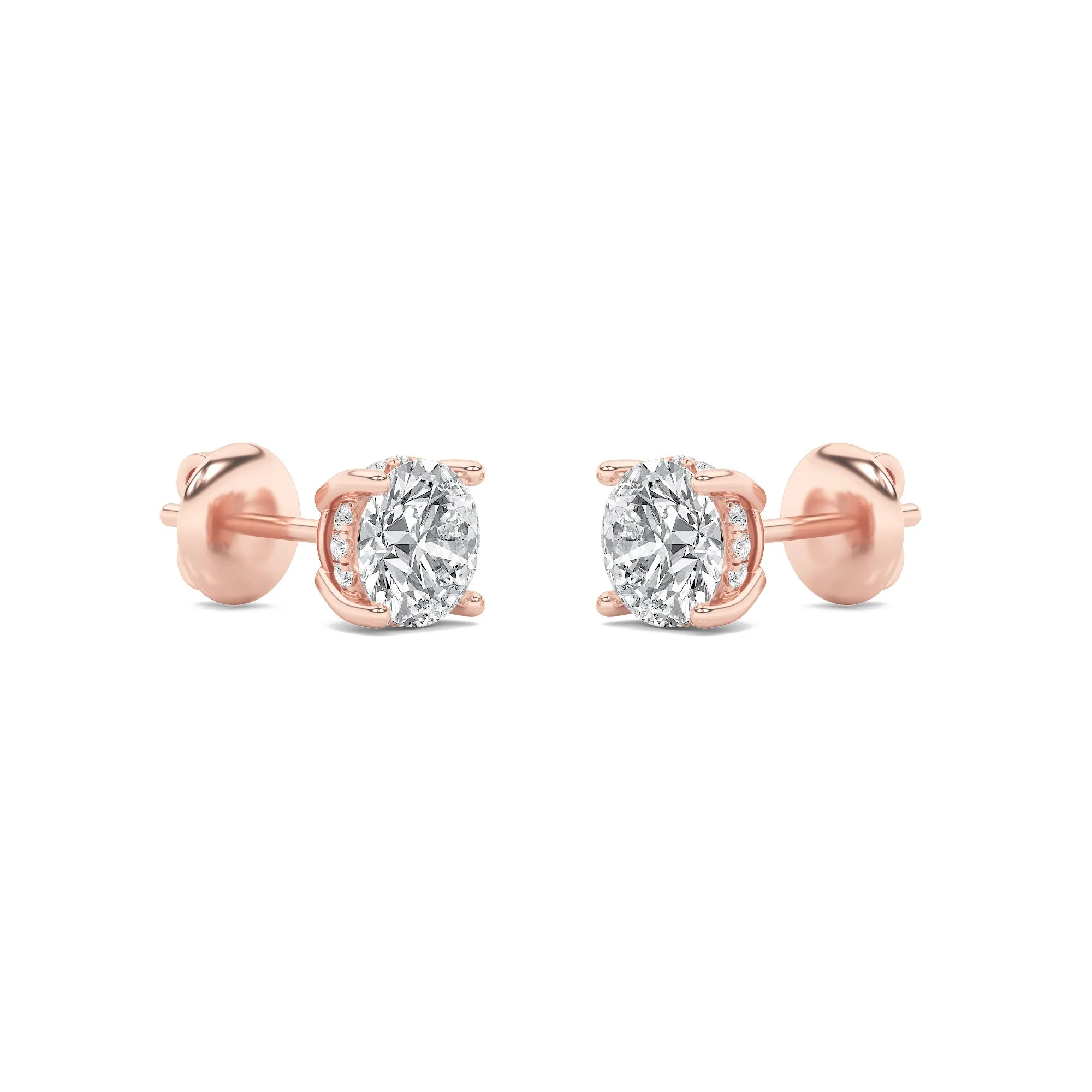 Round Shaped Lab Grown Diamond Hidden Halo Stud Earrings in 14K Gold sold by Zulily product image thumbnail 3
