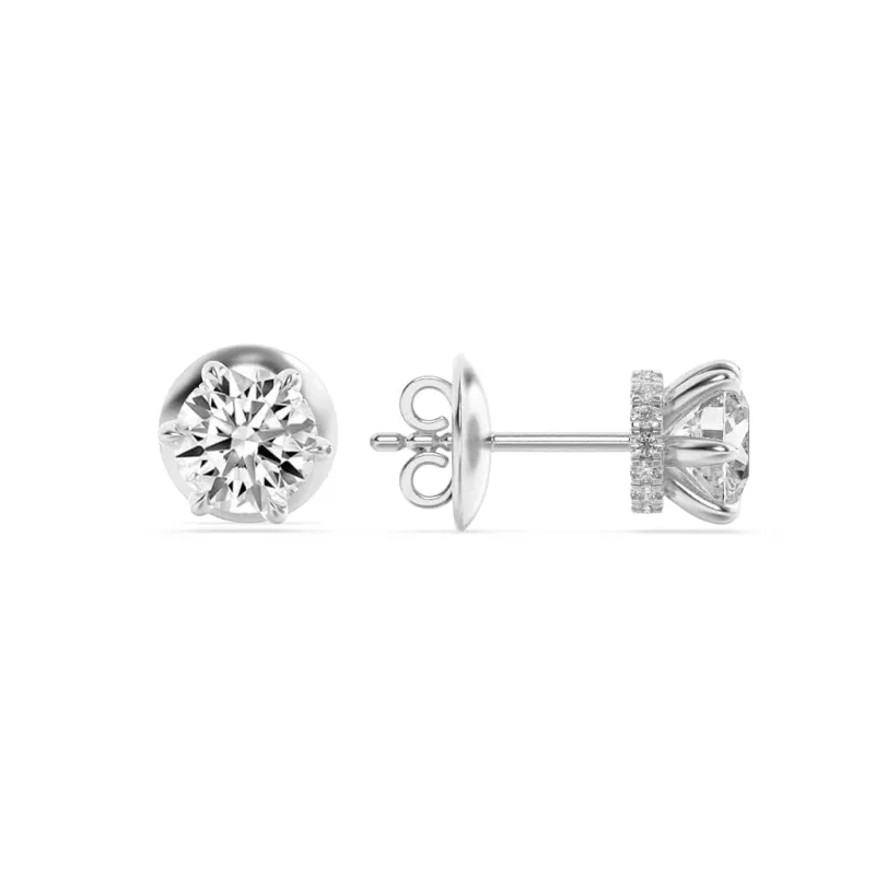 3Cttw Round Shaped Lab Grown Diamond (F/VS) HiddenHalo Stud Earrings in 14K Gold made by Zulily
