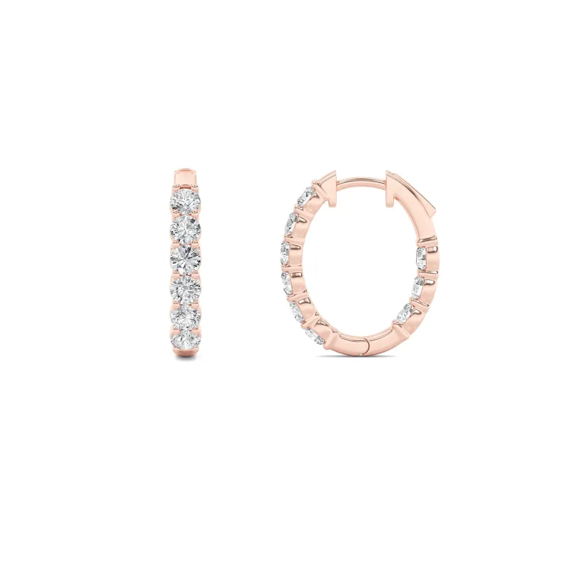 Round Shaped Lab Grown Diamond (F/VS) InsideOut Hoop Earrings in 14K Gold made by Zulily