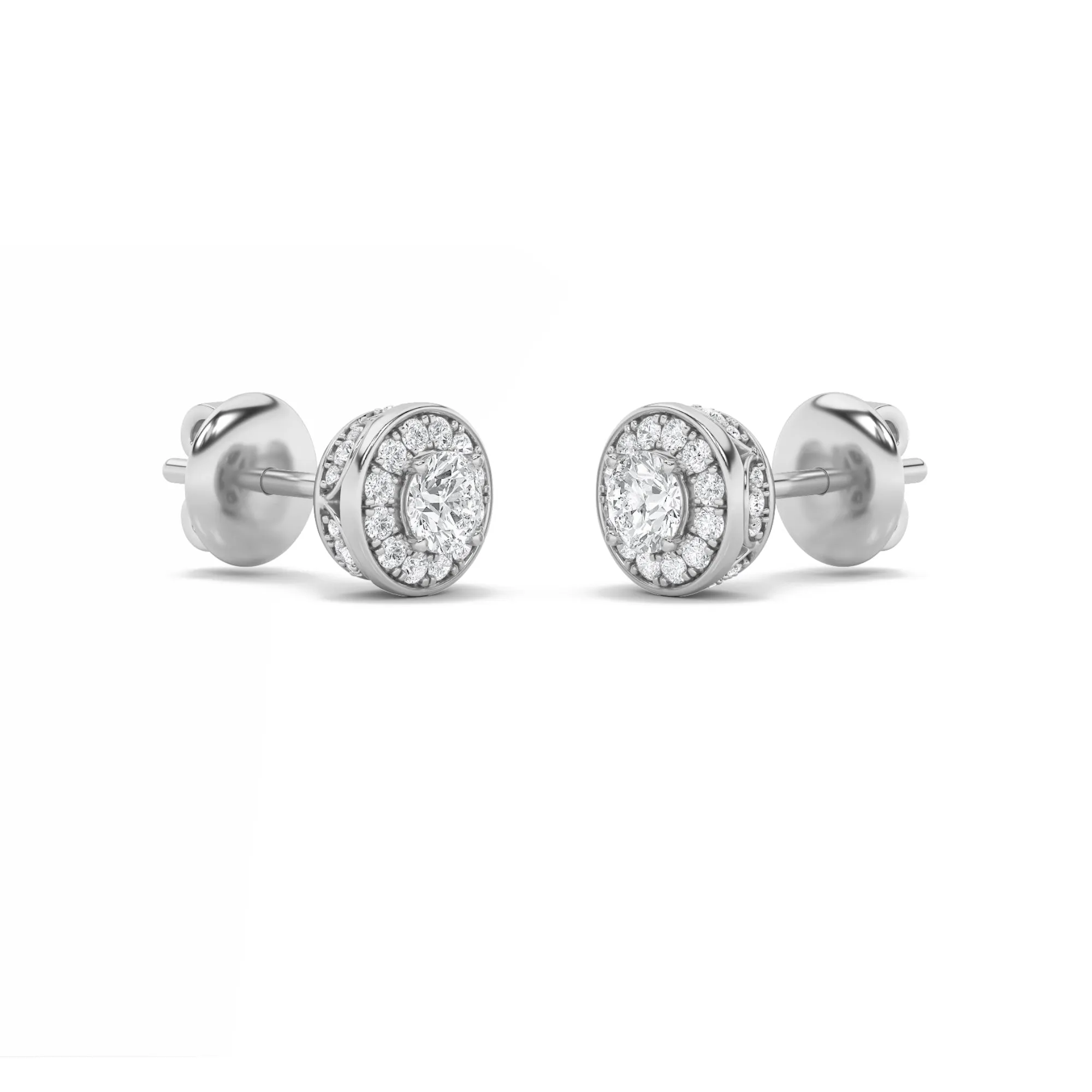 Round Shaped Lab Grown Diamond (F/VS) Halo Stud Earrings in 14K Gold sold by Zulily product image thumbnail 3