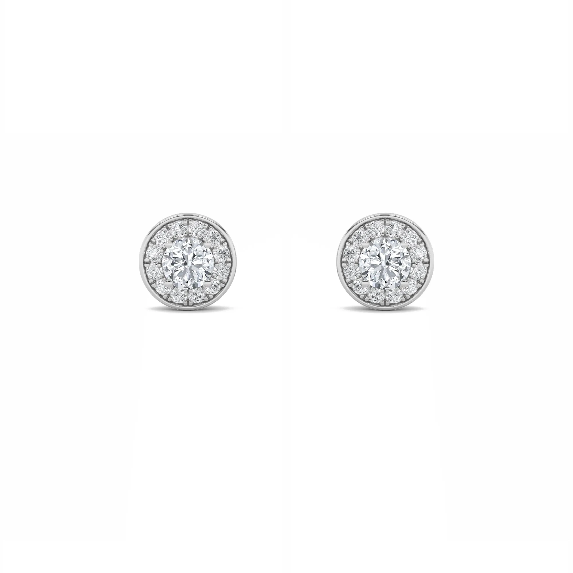 Round Shaped Lab Grown Diamond (F/VS) Halo Stud Earrings in 14K Gold sold by Zulily product image thumbnail 4