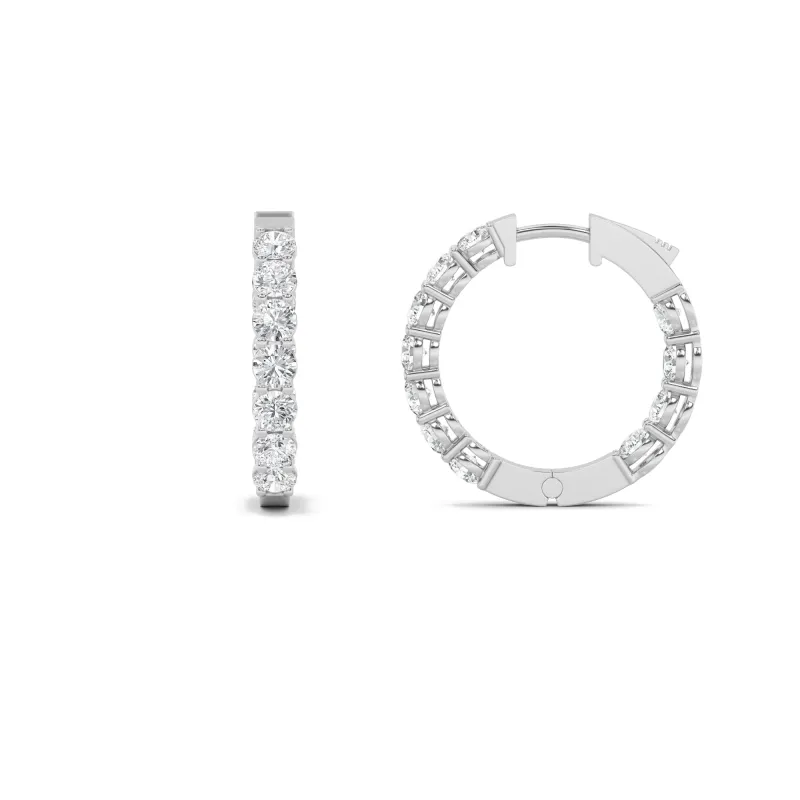 4Cttw Round Shaped Lab Grown Diamond (F/VS) InsideOut Hoop Earrings in 14K Gold made by Zulily