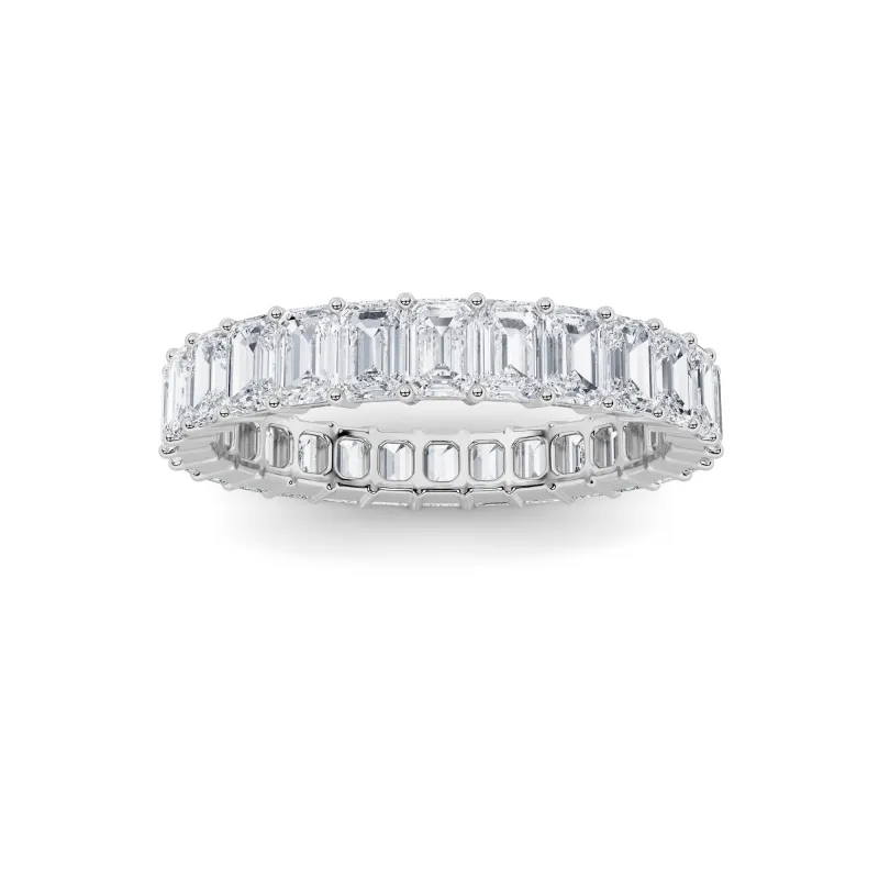 3.35Cttw Emerald Shaped Lab Grown Diamond Split Prong Eternity Ring in 14K Gold (F/VS) made by Zulily