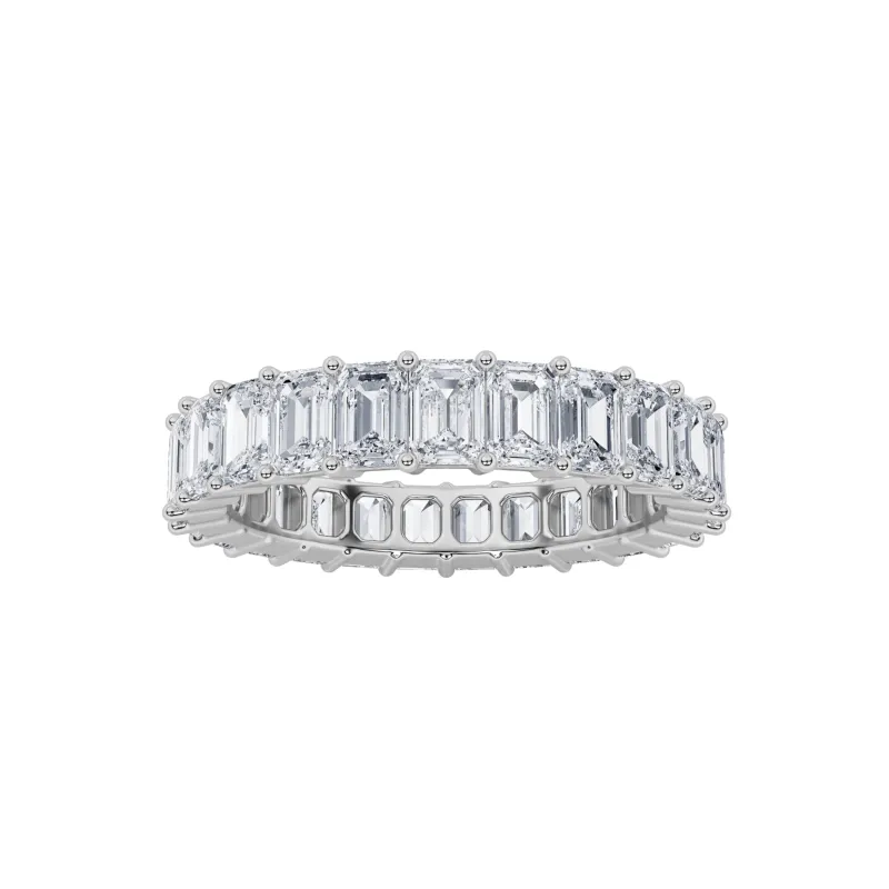 5.25Cttw Emerald Shaped Lab Grown Diamond Split Prong Eternity Ring in 14K Gold (F/VS) made by Zulily