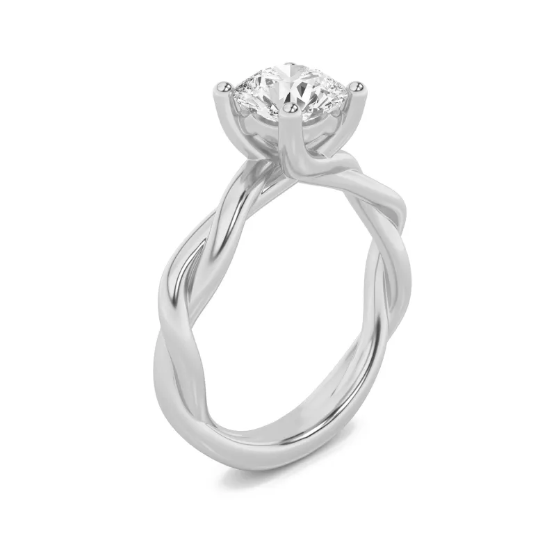 3Cttw Round Shaped Lab Grown Diamond (F/VS) Twisted Shank Solitaire Engagement Ring in 14K Gold made by Zulily