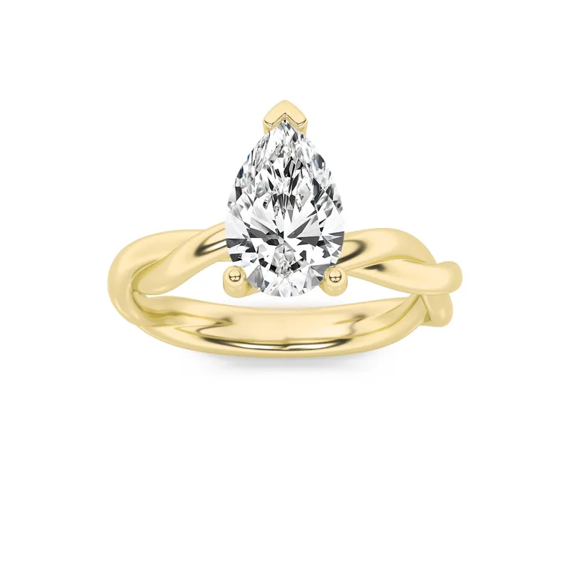 2Cttw Pear Shaped Lab Grown Diamond (F/VS) Twisted Shank Solitaire Engagement Ring in 14K Gold made by Zulily