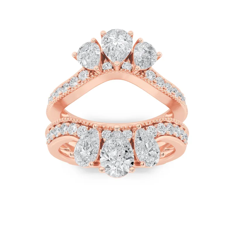 2Cttw Pear Shaped Lab Grown Diamond (F/VS) Insert Jacket Ring in 14K Gold made by Zulily