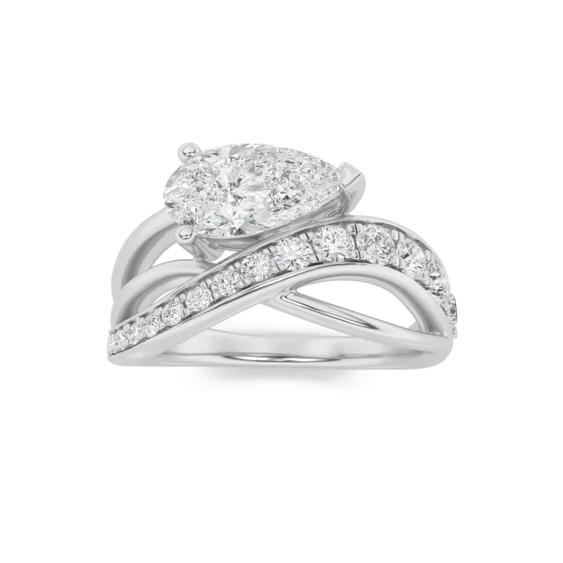 2Cttw Pear Shaped Lab Grown Diamond (F/VS) Fashion Accented Engagement Ring in 14K Gold made by Zulily