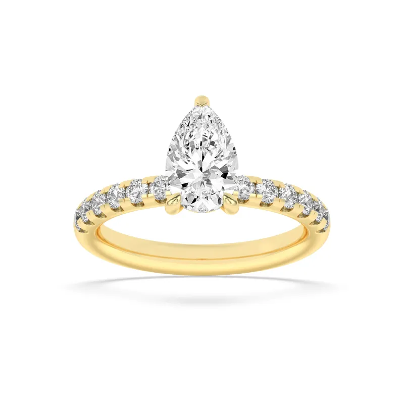 2Cttw Pear Shaped Lab Grown Diamond (F/VS) Hidden Halo Accented Ring in 14K Gold made by Zulily