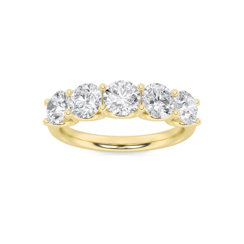 2Cttw Round Shaped Lab Grown Diamond (F/VS) Five Stone Band Ring in 14K Gold made by Zulily