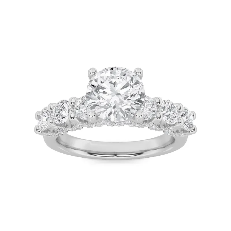 5Cttw Round Shaped Lab Grown Diamond (F/VS) Accented Double Halo Set of Band and Ring in 14K Gold made by Zulily