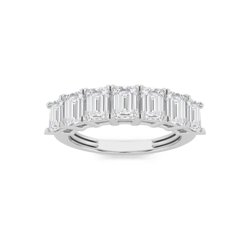 2Cttw Emerald Shaped Lab Grown Diamond (F/VS) Seven Stone Band Ring in 14K Gold made by Zulily