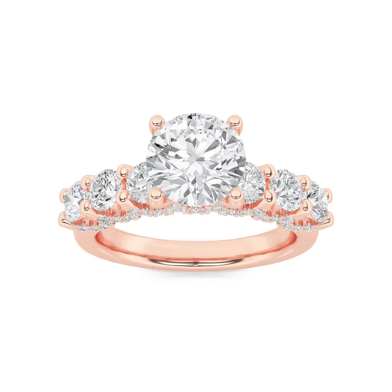 2.5Cttw Round Shaped Lab Grown Diamond (F/VS) Accented Double Halo Set of Band and Ring in 14K Gold made by Zulily