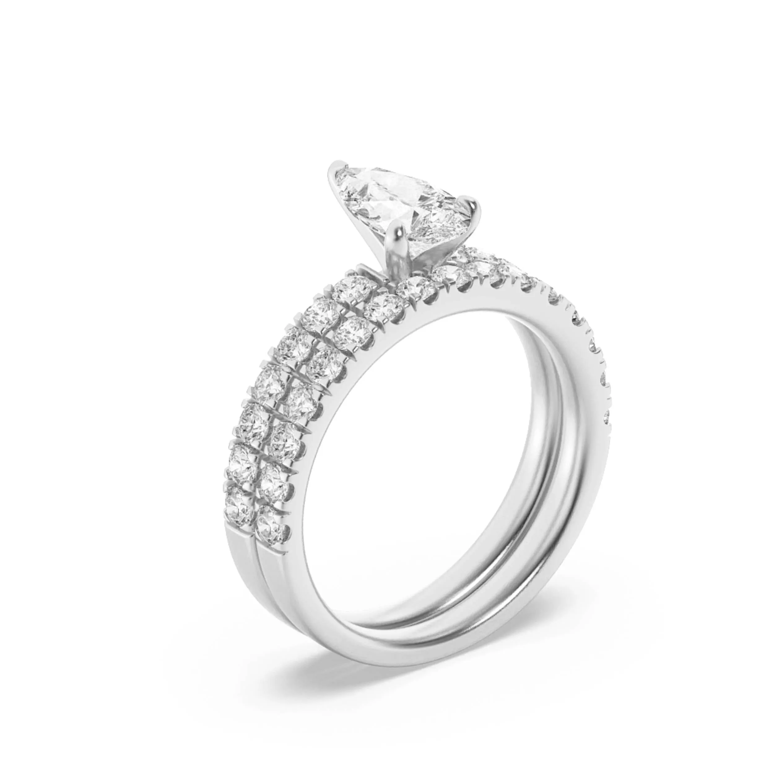 2Cttw Pear Shaped Lab Grown Diamond (F/VS) ClassicAccented Set With Band and Engagement Ring in 14K Gold sold by Zulily product image thumbnail 3