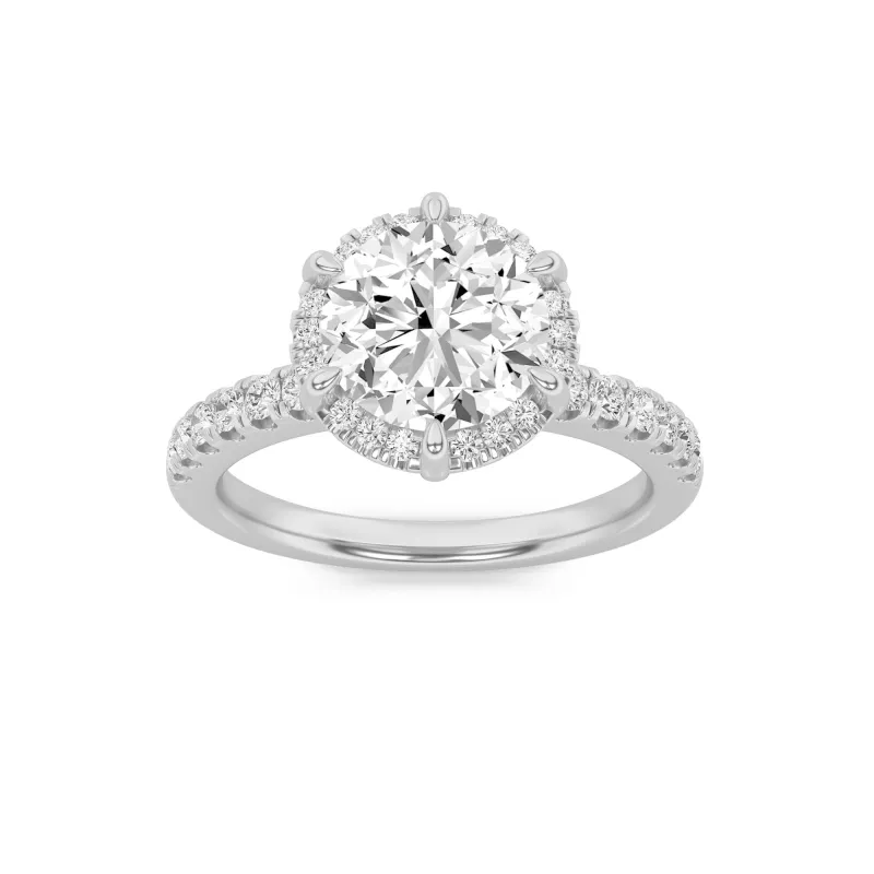 2Cttw Round Shaped Lab Grown Diamond (F/VS) Halo Accented Engagement Ring in 14K Gold made by Zulily
