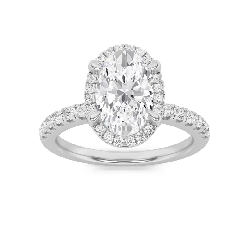 2Cttw Oval Shaped Lab Grown Diamond (F/VS) Halo Accented Engagement Ring in 14K Gold made by Zulily