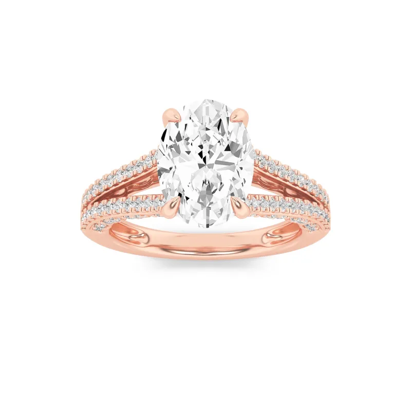 2Cttw Oval Shaped Lab Grown Diamond (F/VS) Split Shank Accented Engagement Ring in 14K Gold made by Zulily