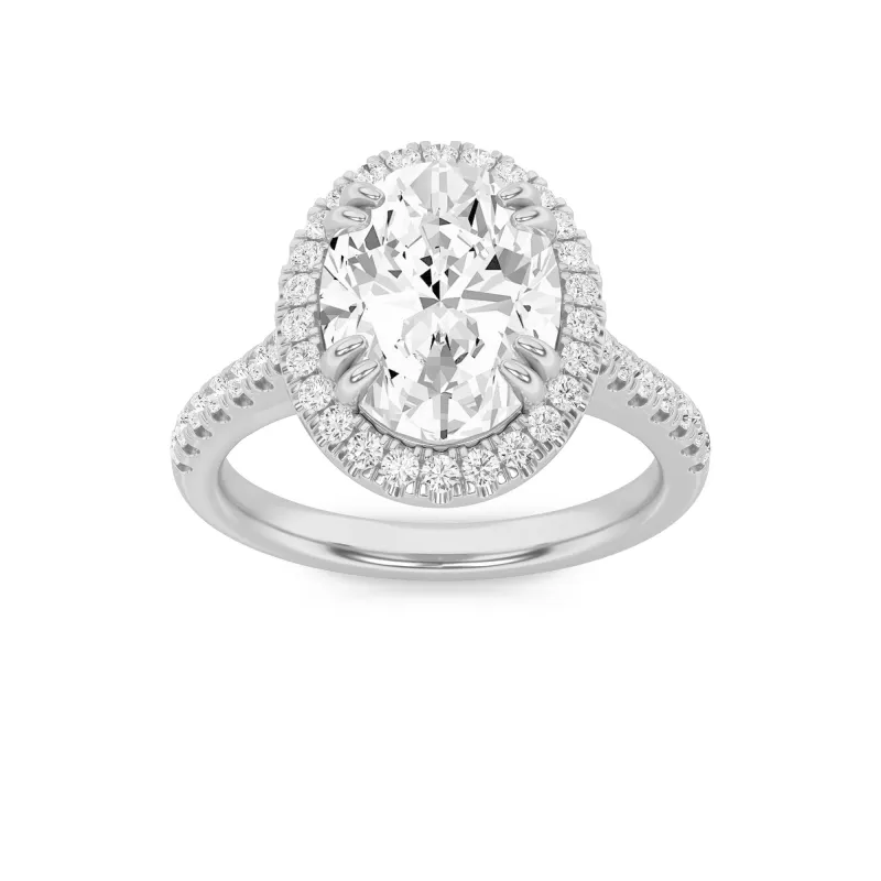 3Cttw Oval Shaped Lab Grown Diamond (F/VS) ClassicHalo Accented Engagement Ring in 14K Gold made by Zulily
