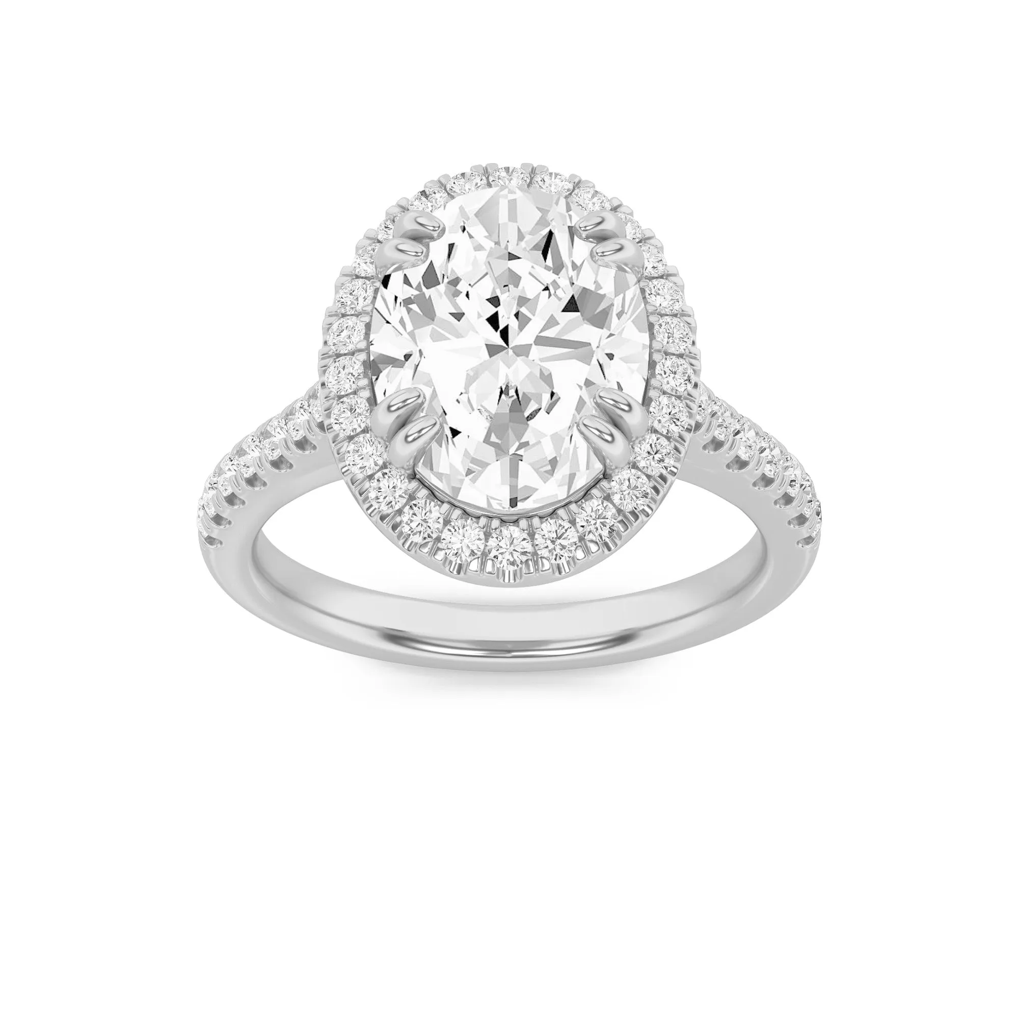 3Cttw Oval Shaped Lab Grown Diamond (F/VS) ClassicHalo Accented Engagement Ring in 14K Gold sold by Zulily