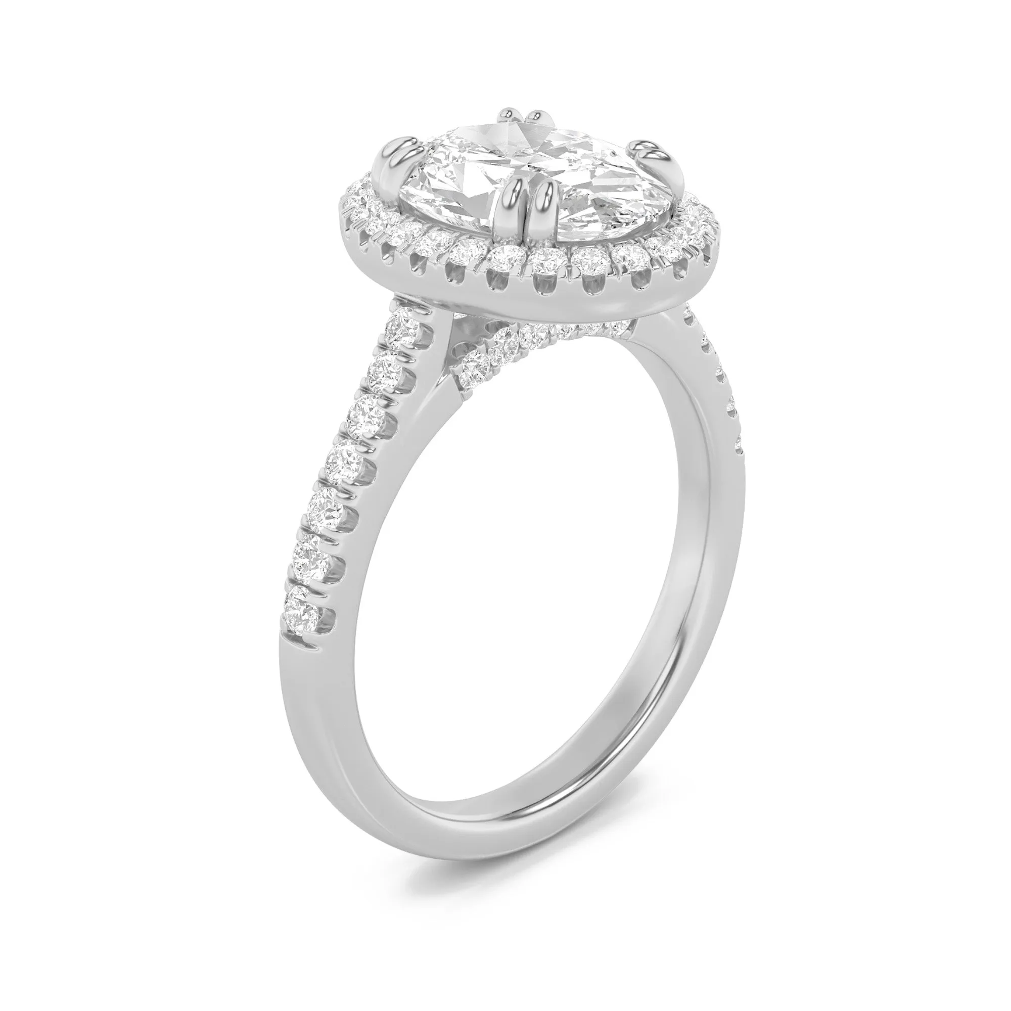 3Cttw Oval Shaped Lab Grown Diamond (F/VS) ClassicHalo Accented Engagement Ring in 14K Gold sold by Zulily product image thumbnail 3
